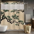 thumbnail image 5 of No Hook Shower Curtains with Snap-in Liner Set, Teal Pine Tree Waterproof Hotel Style Bathroom Shower Curtain, Farmhouse Botanical Country Rustic Breathable Mesh Top Window Bath Curtains 72''x72'', 5 of 9