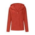 thumbnail image 6 of Tumotour Pullover Sweatshirt For Women Button V Neck Long Sleeve Casual Pullover Sweatshirt Sleeve Solid Lightweight Hooded Tops, 6 of 6