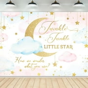 Twinkle Twinkle Little Star Gender Reveal Backdrop 5Wx3H Photography Boy or Girl How We Wonder What You are Background Pink Blue Moon Clouds Party Decorations Banner