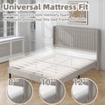 thumbnail image 7 of Frostbloom Full Size Linen Fabric Platform Bed Frame with Vertical Channel Tufted Wingback Headboard, Beige, 7 of 7