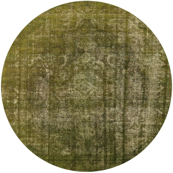 Ahgly Company Machine Washable Indoor Round Industrial Modern Hazel Green Area Rugs, 8' Round