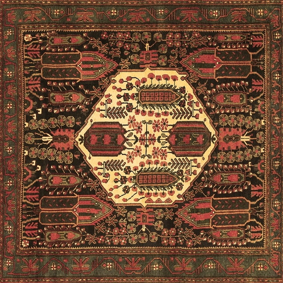 Ahgly Company Indoor Square Medallion Brown Traditional Area Rugs, 5' Square