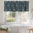 thumbnail image 4 of Moths Valances for Windows Abstract Retro Blue Green Moon Moth Stars Light Leaf Blue Valance Curtains Rod Pocket Bathroom Small Window Treatments for Kitchen Living Room Bedroom, 54"x18", 4 of 7