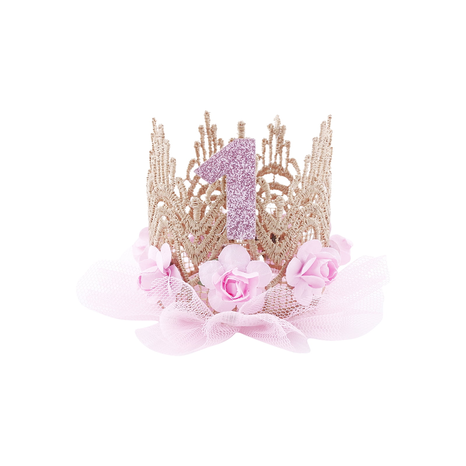 IBTOM CASTLE Baby Girl 1st Birthday Outfit Lace Tulle Romper Princess Tutu Dress Headband Shiny ONE Cake Smash Photo Shoot Clothes 12-18 Months Peach Pink