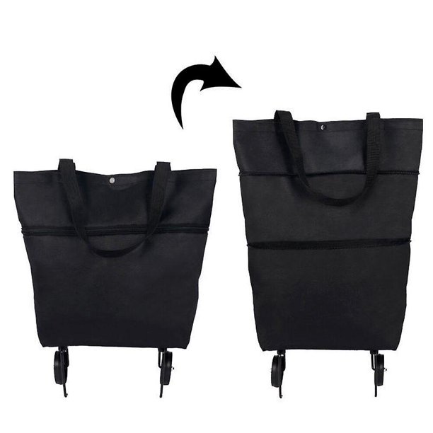 Carrito de compras plegable WEIHJMXG 2 en 1 portátil con cremallera 46 x 41 x 13,5 cm