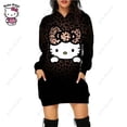 thumbnail image 1 of Nouveau Chandail à Capuchon Léopard Hello Kitty Femme Simple Col Rond Polyvalent Chandail Long Bureau Décontracté Ample Chandails à Capuchon Robe d'Automne, 1 of 7