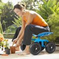 thumbnail image 3 of Garden Cart with Seat, Gardening Rolling Stool Scooter with Wheels & Ergonomic Seat for Planting, Wheeled Outdoor Gardening Work Seat for Patio, Yard, Garden (Blue), 3 of 5