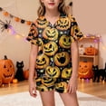 thumbnail image 2 of Leey-World Halloween Pjs Kids Girls Halloween Button Down sleepwear Short Sleeve With Shorts 2PCS pajama Sets Casual Lapel loungewear Pjs for Girls 2T 3T 4T 5T 6T 7T 8T, 2 of 5