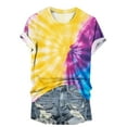 thumbnail image 4 of VBTAPA Womens Summer Tops Tie Dye Short Sleeve Round Neck T Shirts Casual Loose fit Blouses Limited Time Sales Multicolor S, 4 of 5