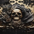 thumbnail image 5 of Shower Curtain, Gold Rose Skull Waterproof Fabric Plastic Shower Curtain, Drying Fast Bathroom Curtain with 9 Buttonholes, Ruffle Shower Curtain 60x72in, 5 of 8