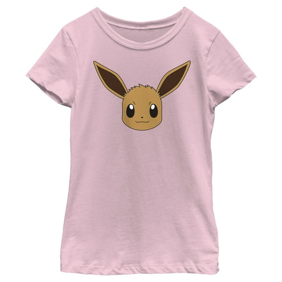 Girl's Pokemon Eevee Face  Graphic Tee Light Pink Medium