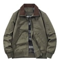 thumbnail image 2 of BLTIBY Mens Bomber Jacket Oversized Zip Up Solid Color Coat Fashion Lightweight Casual Outerwear with Pockets Army Green 5XL, 2 of 5