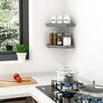 thumbnail image 3 of Corner Shower Caddy 2-Pack, No Drilling Shower Rack, Adhesive Shower Corner Shelf with 2 Movable Hooks, Rustproof Aluminum Bathroom Storage Organizer for Toilet Dorm Kitchen Grey, 3 of 5