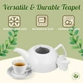 thumbnail image 3 of Porcelain Teapot, Ceramic Tea Pot w/ Removable Lid, Beverage Serveware Set for 3-4 Tea Cups, Coffee Mugs, Modern English Classic Style, Microwave Oven & Dishwasher Safe - 30 Ounce, Pure White, 3 of 7