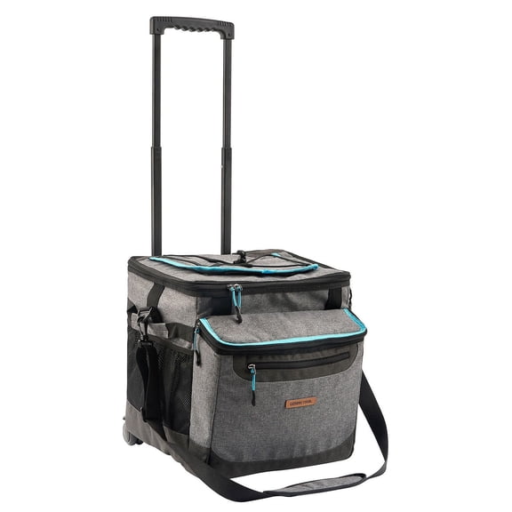 Glacière à roulettes Ozark Trail 50 canettes, couvercle supérieur facile d'accès, compatible avec les aliments, poignée réglable, capacité 17,4 pintes ou 50 canettes.