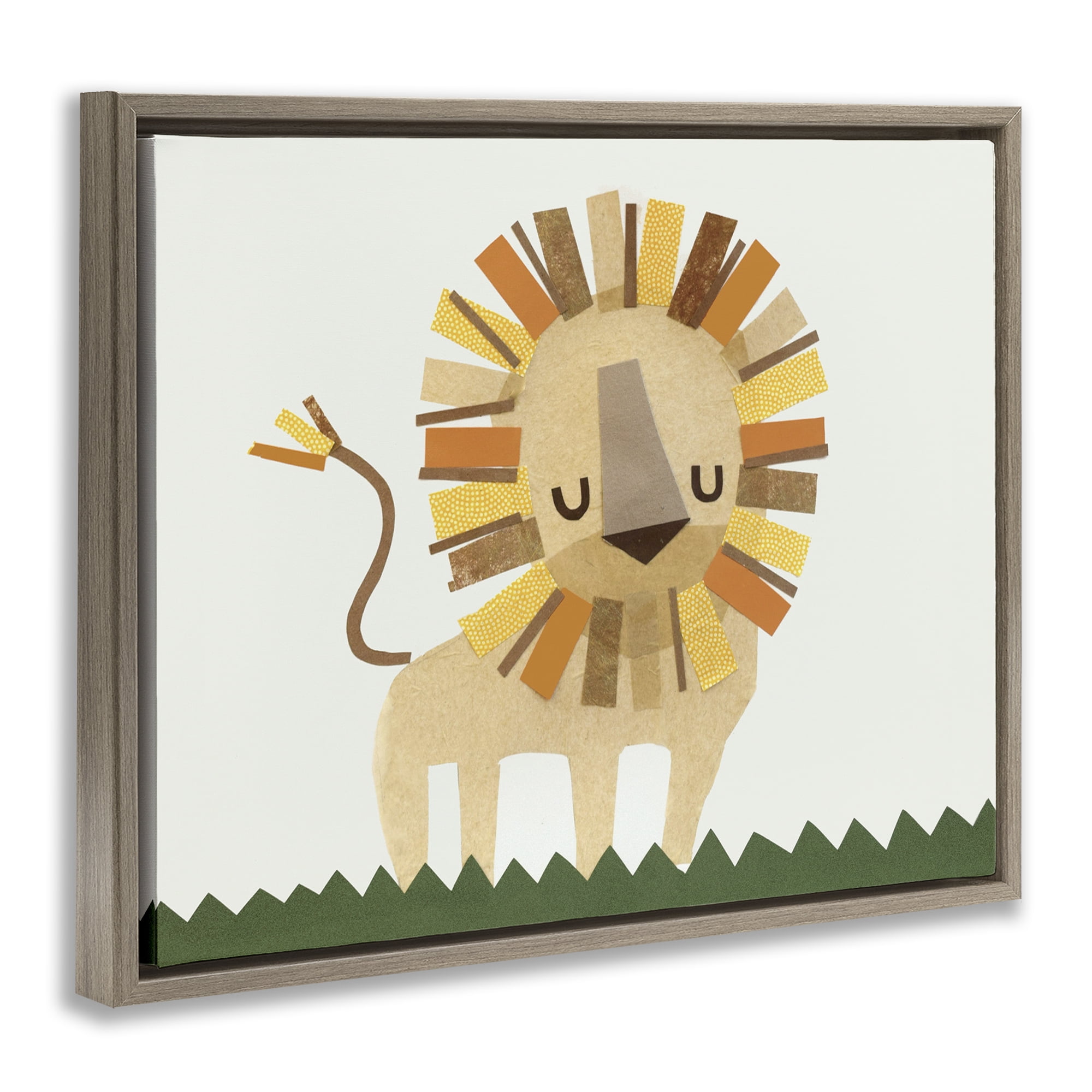Stupell Industries Cozy Corner Lion Animals & Insects Painting Brown Floater Framed Art Print Wall Art, 31 x 25