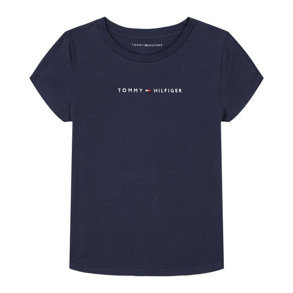 Camiseta Tommy Hilfiger de algodón azul marino de manga corta para niñas