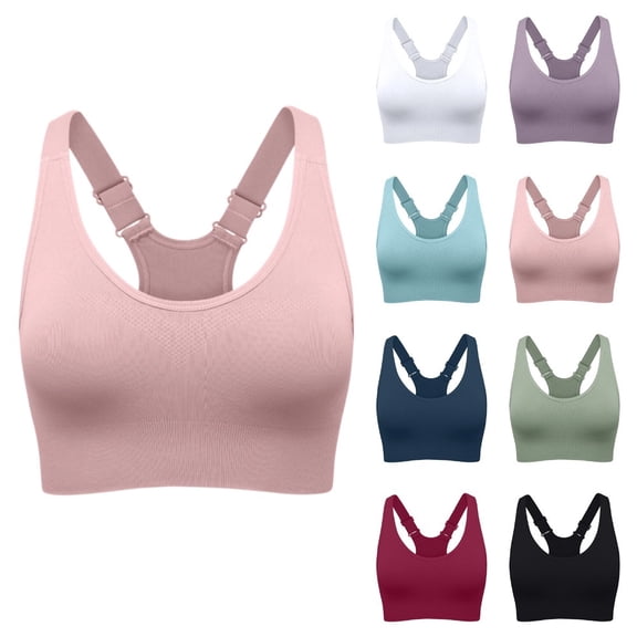 Sports Bras for Women High Support Racerback Seamless Sports Bra Adjustable Straps Yoga Bra Padded Workout Bra 06# Pink 36