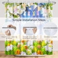 thumbnail image 5 of pipaio 72x84 Inches Happy Easter Shower Curtains for Bathroom Spring Garden Flowers Blossom Bunny Colorful Eggs Cartoon Rabbit Ears Bokeh Shower Curtain Decor Set Polyester Fabric with Hooks, 5 of 6