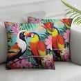 thumbnail image 2 of Nawypu  Pillow Covers Tropical Toucan Parrot Bird Green Palm Leaves with White Hibiscus Flowers 2 Sets,Decorative Throw Pillow Covers Soft Cushion Covers for Home Couch Living, 2 of 6