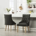 thumbnail image 2 of Button Tufted Charcoal Solid Wood Wingback Chairs with Nail Heads Set of 2 / Create Stylish Dining Setting, 2 of 7