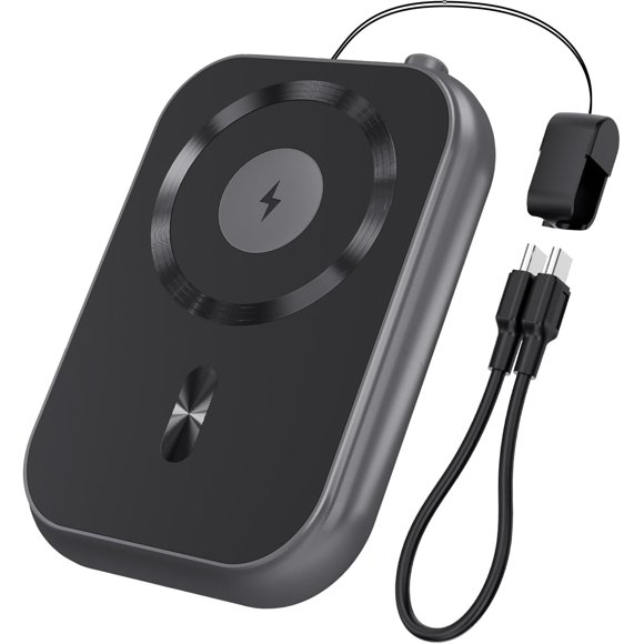 TEMOGU-Magnetic Power Bank, Compact 10,000mAh Magnetic Wireless Portable Charger with 20W Max Fast Charging,for iPhone 16/15/14/13/12Series,AirPods,and More-Black
