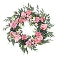 thumbnail image 2 of Corona colgante artificial para puerta de entrada, pared, decoración navideña, rosa, 56 cm, 22 pulgadas, 2 of 9