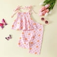 thumbnail image 5 of Zanarzt Toddler Baby Girl Outfit Baby Girl Clothes Toddler Girl Summer Outfits Cami Ruffle Tops Pants Kids Floral Clothing Set Pink,2-3 Years, 5 of 9