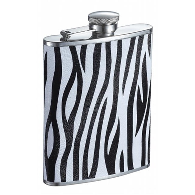 Zebra Black & White Leather Liquor flask - 6 oz