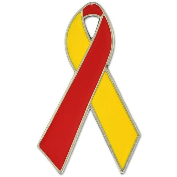 PinMart's Red and Yellow Awareness Ribbon Enamel Lapel Pin
