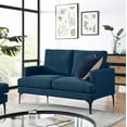 thumbnail image 2 of Loveseat Sofa Couch, Azure Navy Blue, Fabric, Living Kitchen Cafe Bistro Hospitality Restaurant, Modern Contemporary HB34291, 2 of 8