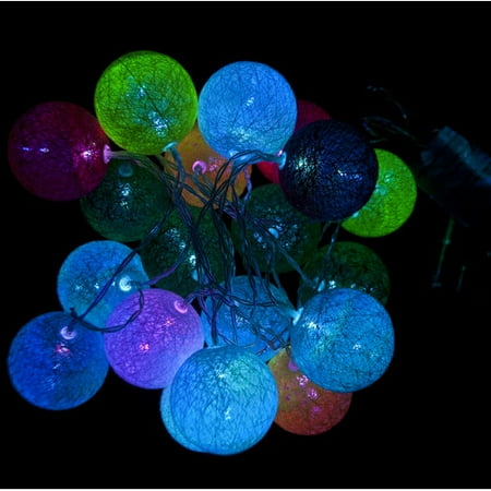 Holiday Living Led Lights ALEKO 2B20LEDCOBALL Battery 20 LED Multicolor Cotton Balls Flash Light Christmas Holiday Light, 7', Lot of 2 ()