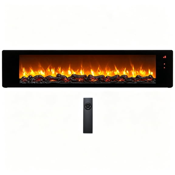 YANGXUN 36 Inch Recessed Electric Fireplace 5-Level Realistic Flame No Heat Decor Fireplace with Remote & 0-8H Timer