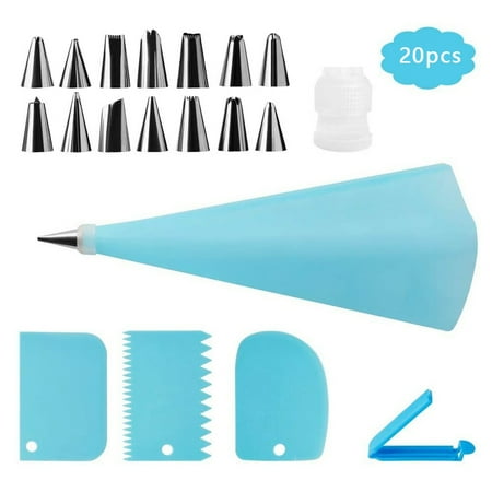 

ROBOT-GXG 20 Pcs/set Frosting Kit Cake Decorating Icing Bag Scraper Color Random Food Tong Icing Nozzle Set Baking Tool