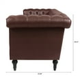 thumbnail image 4 of Chesterfield Luxury Leather 3 Seater Sofa, 83.66 Inch Width Sofa with Wooden Legs, Traditional Square Arm Removable Cushion for Living Room Bedroom Apartment Brown, 4 of 7