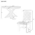 Rustic Dining Table Set for 4, Round Extendable Table with Cross Legs and 4 Upholstered Dining