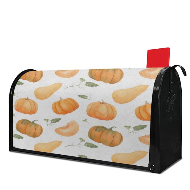 Autumn Fall Pumpkin Farmhouse Mailbox Wraps Decor Fall Thanksgiving Garden Mailbox Covers Size 21X25.5 Inch Post Letter Box Cover Mailbox Post Cover for Garden Yard Decor Happy Fall Harvest