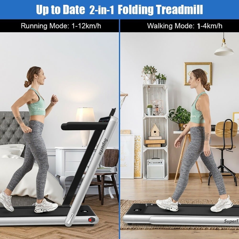 Spaco Walking Machine, Treadmill, 2.25 HP 2-in-1 Folding Walking Pad Treadmill with Dual Display and App Control