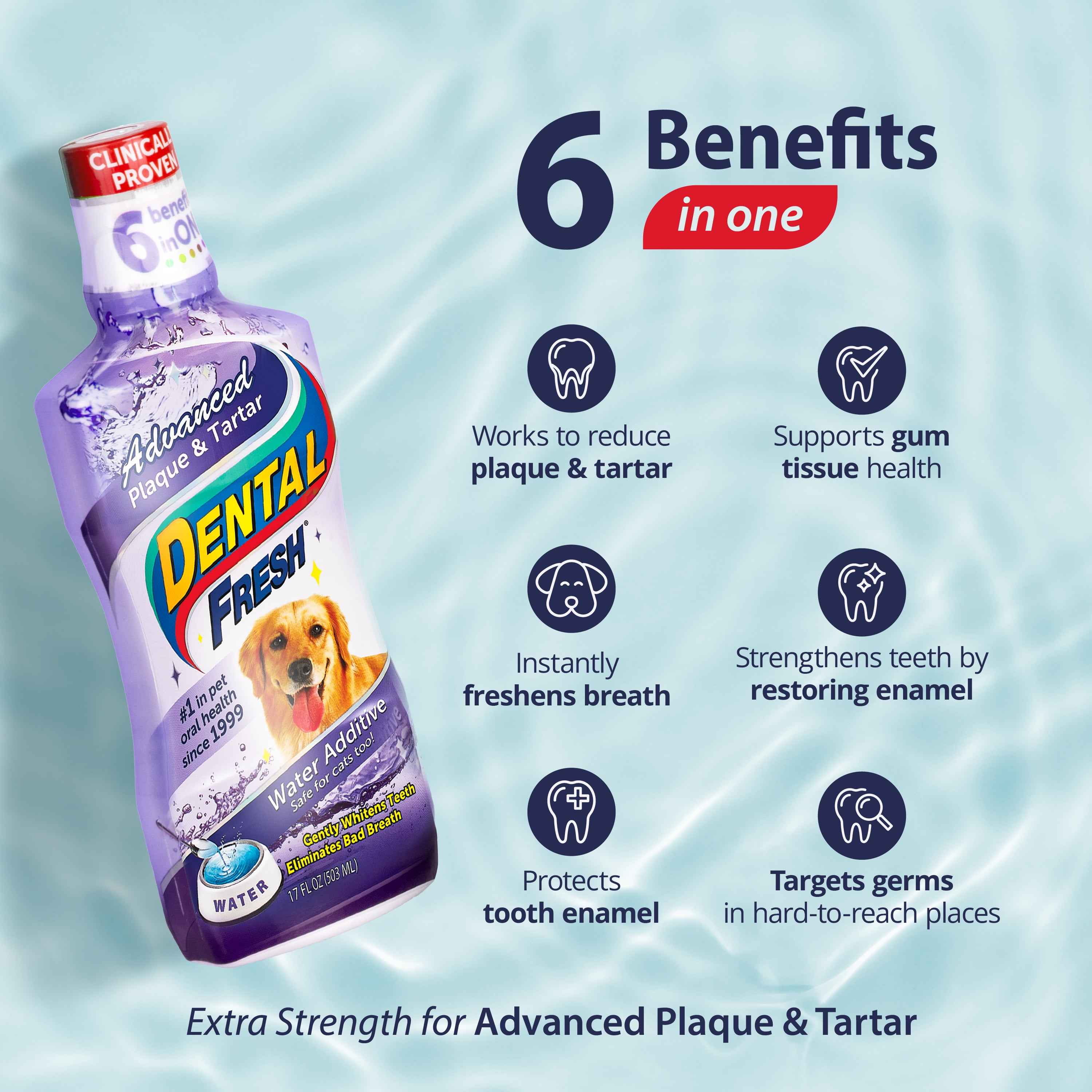 Dental Fresh Advanced Plaque and Tartar Water Additive for Dogs, 17 oz.