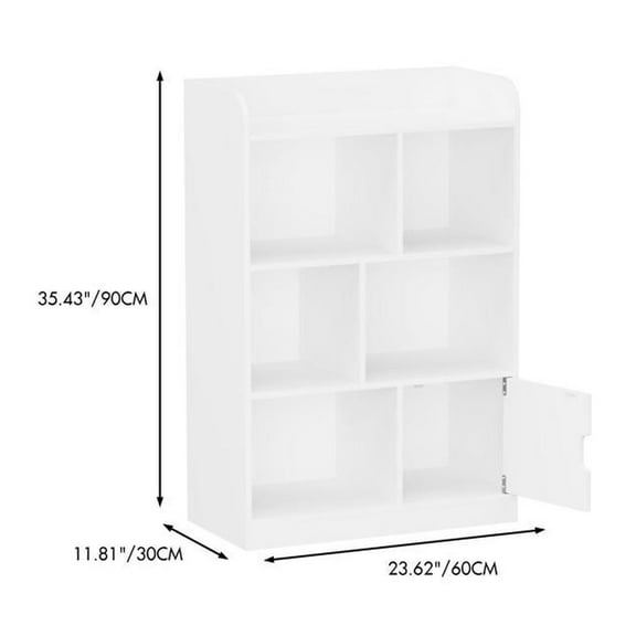 Kids Bookcase, Bookshelf with 6 Compartments, Freestanding Shelves and Cube Organizer, for Bedroom Living Room Office Closet School in White