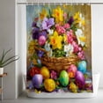 thumbnail image 5 of Easter Shower Curtain Set, Waterproof Shower Curtains for Bathroom, Spring Abstract Oil Painting Eggs Wildflowers Washable Fabric Cloth Bath Curtain for Bathtub Decoration with Hooks 72x78 Inches, 5 of 9