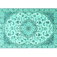 thumbnail image 1 of Ahgly Company Indoor Rectangle Medallion Turquoise Blue Traditional Area Rugs, 2' x 4', 1 of 4