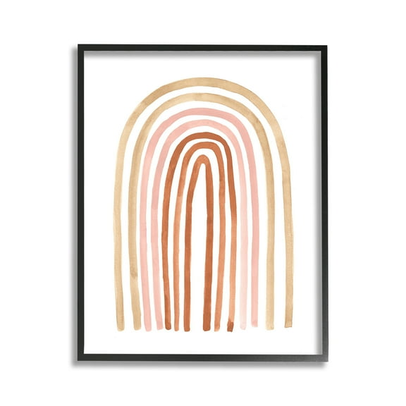 Stupell Industries Neutral Rainbow Arches Landscape Painting Black Framed Art Print Wall Art, 11 x 14