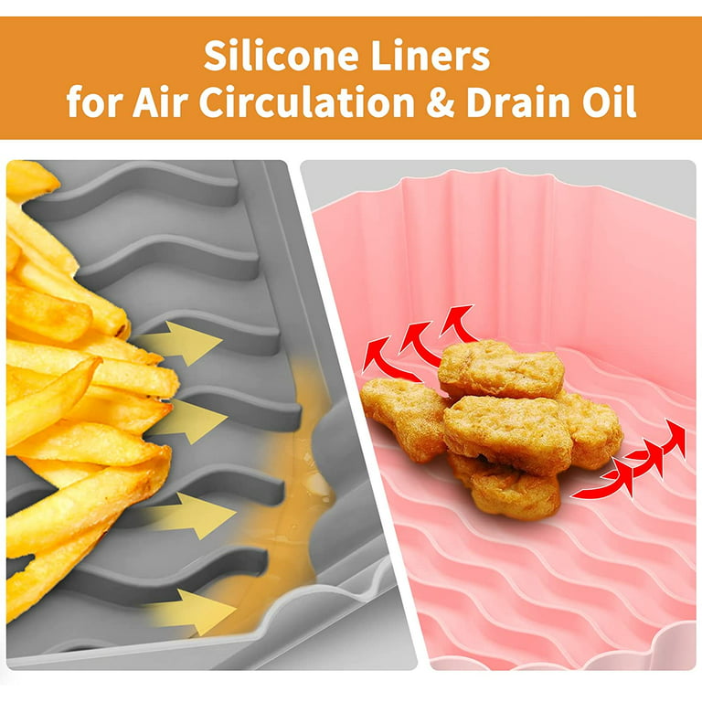 3Pcs Air Fryer Silicone Liners Reusable, 7-8 Inch Air Fryer Silicone Liners,  Fits 3-6 Qt Silicone Air Fryer Pot Accessories