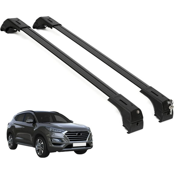 ERKUL Roof Rack Cross Bars for Hyundai Tucson 2016-2021 | Aluminum Crossbars with Anti Theft Lock for Rooftop | Compatible with Flush Rails - Black