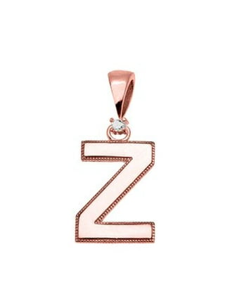 LOVEBLING 10K Yellow Gold Diamond Cut A to Z Alphabet Initial Letter Charm  Pendant (Medium Size) (Z) (1.17) 