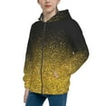 thumbnail image 2 of Naloa Gold Glitter Gradient Teenage Zipper Hoodie, Long Sleeve Zip Up Hoodies Casual Jackets Tops for 7-12 Years-Small, 2 of 6