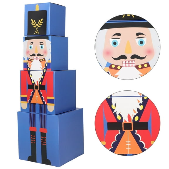 TABLZONE 1 Set Decorative Boxes Nutcracker Stacking Boxes Blue Paper Present Giving All Users Holiday Decorations