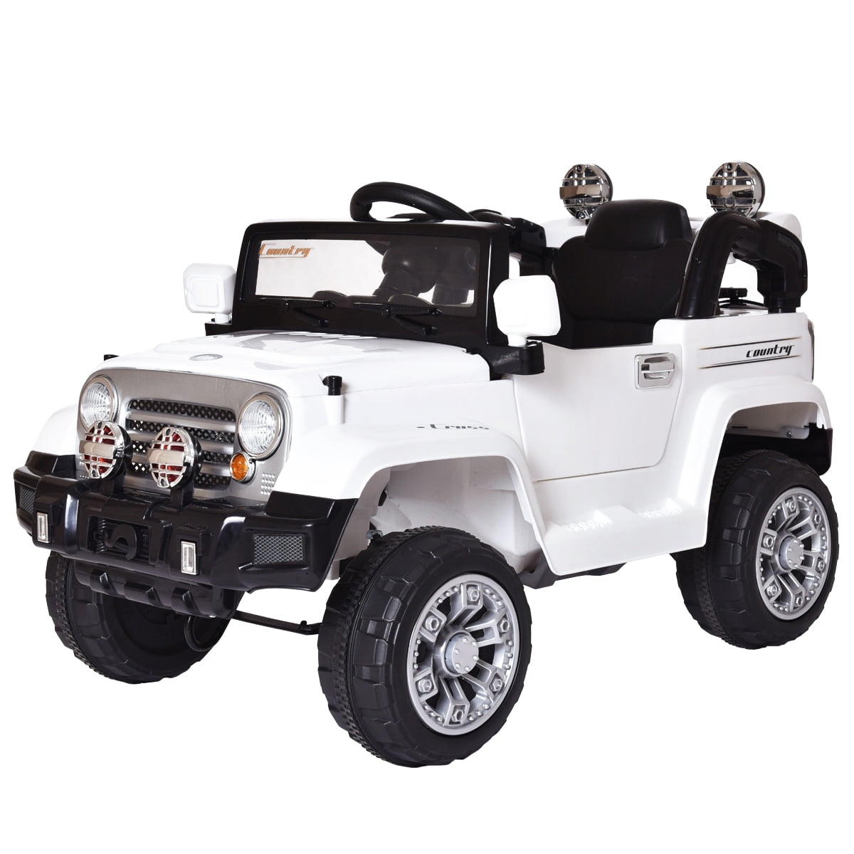 12V Kids Ride On Toy Electric Battery Powered Off-Road Truck W/ LED Lights White 