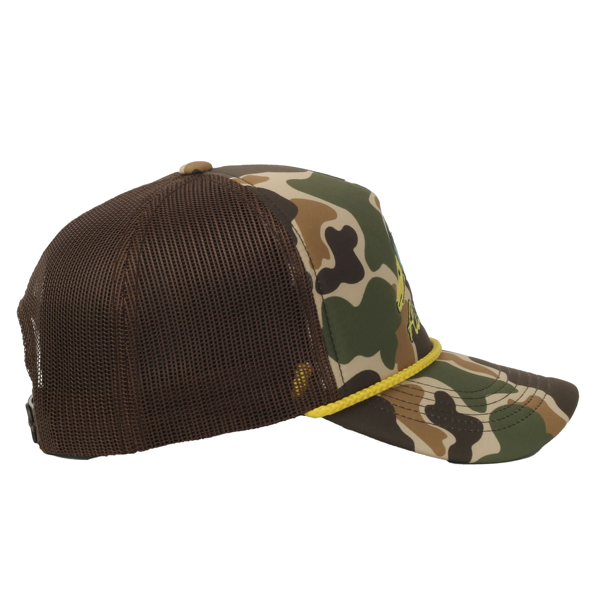 Outdoor Cap Woodland Camo 5-Panel Cap – Foam Front, Pre-Curved Visor, Snapback, One Size